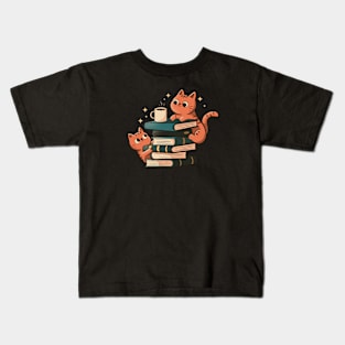 Cats, Books and Coffee by Tobe Fonseca Kids T-Shirt